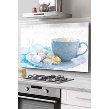 Ocak Arkası Cam Koruyucu Tezgah Ankastre Arkası Koruyucu | Kahve ve Kurabiye Desenli