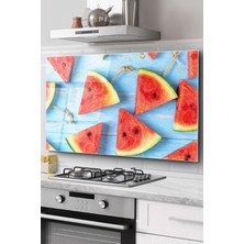 Ocak Arkası Cam Koruyucu Tezgah Ankastre Arkası Koruyucu | Karpuz Desenli