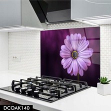 Cam Ocak Arkası Koruyucu | Çiçek Desenli