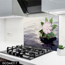 Cam Ocak Arkası Koruyucu | Çiçek ve Su