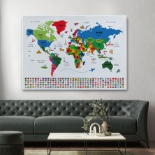 Ne Verelim Size Türkçe Dünya Haritası Ülke Bayrak ve Başkentli Kanvas Tablo 1962