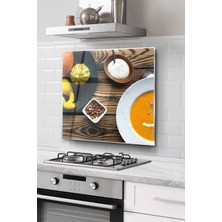 Ocak Arkası Cam Koruyucu Tezgah Ankastre Arkası Koruyucu | Çorba Desenli