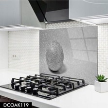 Cam Ocak Arkası Koruyucu | Gri Top Desenli