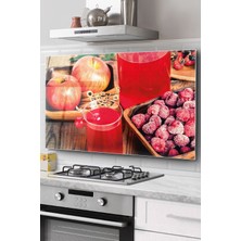 Ocak Arkası Cam Koruyucu Tezgah Ankastre Arkası Koruyucu | Meyve Desenli