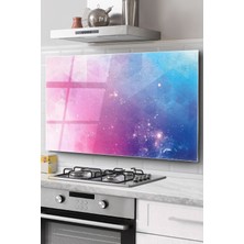 Ocak Arkası Cam Koruyucu Tezgah Ankastre Arkası Koruyucu | Renkli Bulut Desenli