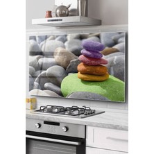 Ocak Arkası Cam Koruyucu Tezgah Ankastre Arkası Koruyucu | Renkli Taşlar Desenli