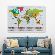 Ne Verelim Size Dünya Haritası Ülke Bayraklı ve Başkentli Kanvas Tablo 1951