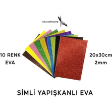 İkra Kırtasiye Eva Simli Yapışkanlı Eva Renkli 10 Renk 20X30 cm 2mm A4 Boy