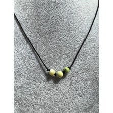 Doğal Taş Dünyası Sertifikalı Krizopras Doğal Taş Kolye Asansörlü Kilit Sistemi Sürpriz Hediyeli