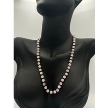 Doğal Taş Dünyası Sertifikalı Doğal Taş Pembe Kuvars Taşı Kolye Aaa Kalite 6mm