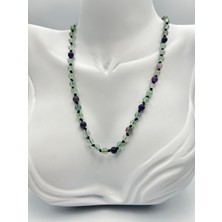 Doğal Taş Dünyası Sertifikalı Doğal Taş Florit Taşı Kolye Aaa Kalite 6mm