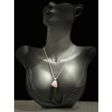 Doğal Taş Dünyası Sertifikalı Işlenmemiş Doğal Taş Pembe Kuvars Kolye Sürpriz