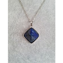 Doğal Taş Dünyası Sertifikalı Lapis Lazuli Doğal Taş Kolye Piramit Özel Kesim Aaa Kalite