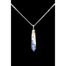 Doğal Taş Dünyası Sertifikalı Sodalit Doğal Taş Pandül Kolye Zincir