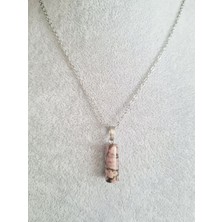 Doğal Taş Dünyası Sertifikalı Rodonit Doğal Taş Kolye Özel Kesim