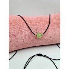 Doğal Taş Dünyası Sertifikalı Prehnite Taşı Kolye Ayarlanabilir Orijinal Doğal Taş Çok Fonksiyonlu Kolye 8mm