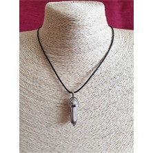 Doğal Taş Dünyası Sertifikalı Hematit Doğal Taş Pandül Kolye Zincir Dahil Gri Zincir ve Ip Dahil