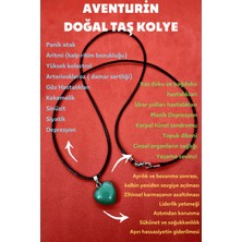 Doğal Taş Dünyası Sertifikalı Doğal Aventurin Taşı Kalp Kolye Zincir Dahil