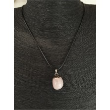 Doğal Taş Dünyası Sertifikalı Pembe Kuvars Taşı Doğal Taş Kolye