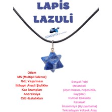 Doğal Taş Dünyası Sertifikalı Lapis Lazuli Doğal Taş Kolye Özel Kesim Zincir Hediyeli