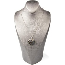 Doğal Taş Dünyası Sertifikalı Doğal Riyolit Kalp Kolye Zincir Dahil