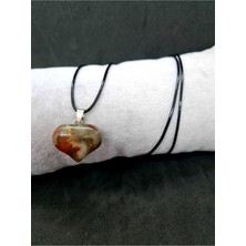 Doğal Taş Dünyası Sertifikalı Doğal Kantaşı Kalp Kolye Zincir Dahil