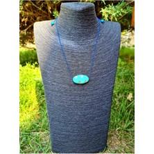 Doğal Taş Dünyası Sertifikalı Turkuaz Doğal Taş Kolye