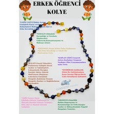 Doğal Taş Dünyası Sertifikalı Erkek Öğrenci Kolyesi Lapis Lazuli Kehribar Sodalit Kalsit K Gözü Krizokol Akik Obsidyen