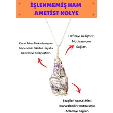 Doğal Taş Dünyası Sertifikalı Işlenmemiş Ham Ametist Doğal Taş Kadın Kolye Energykolye