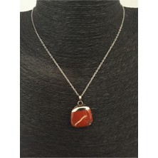 Doğal Taş Dünyası Sertifikalı Jasper Taşı Doğal Taş Kolye Zincir ve Ip Dahil