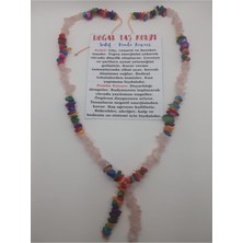 Doğal Taş Dünyası Sertifikalı Pembe Kuvars Sedef Doğal Taş Kolye