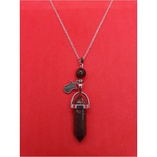 Doğal Taş Dünyası Sertifikalı Jasper Taşı Pandül Lale Kolye Doğal Taş Özel Tasarım Model