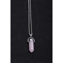 Doğal Taş Dünyası Sertifikalı Pembe Kuvars Doğal Taş Pandül Kolye