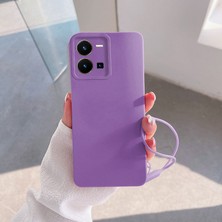 Zebana Vivo Y35 Uyumlu Kılıf Zebana Love Yumuşak Silikon Kılıf Lila