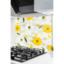 Ne Verelim Size Cam Ocak Arkası Koruyucu Ankastre Arkası Koruyucu | Sarı Çiçek