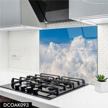 Ne Verelim Size Cam Ocak Arkası Koruyucu | Bulut Desenli