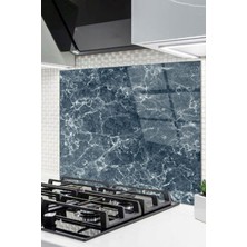 Ne Verelim Size Cam Ocak Arkası Koruyucu Ankastre Arkası Koruyucu | Mavi Mermer