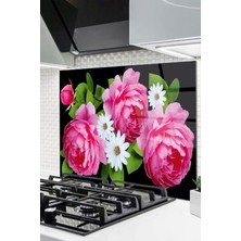 Ne Verelim Size Pembe Beyaz Çiçek Cam Ocak Arkası Koruyucu Ankastre Arkası Koruyucu