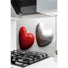 Ne Verelim Size Cam Ocak Arkası Koruyucu Ankastre Arkası Koruyucu | Kalp ve Su Damlacıkları