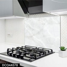 Ne Verelim Size Cam Ocak Arkası Koruyucu | Beyaz Mermer Desenli