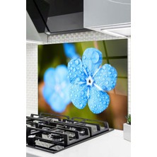 Ne Verelim Size Cam Ocak Arkası Koruyucu Ankastre Arkası Koruyucu | Mavi Çiçek