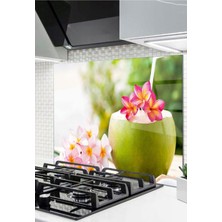 Ne Verelim Size Cam Ocak Arkası Koruyucu Ankastre Arkası Koruyucu | Pembe ve Beyaz Çiçekler