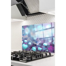 Ne Verelim Size Cam Ocak Arkası Koruyucu Ankastre Arkası Koruyucu | Mavi Kelebek