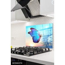 Ne Verelim Size Cam Ocak Arkası Koruyucu | Mavi Kelebek