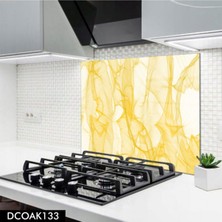 Ne Verelim Size Cam Ocak Arkası Koruyucu | Sarı Dali Desenli