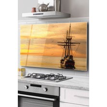Ne Verelim Size Ocak Arkası Cam Koruyucu Tezgah Ankastre Arkası Koruyucu |gemi Desenli