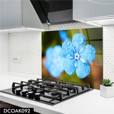Ne Verelim Size Cam Ocak Arkası Koruyucu | Mavi Çiçek Desenli