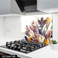 Ne Verelim Size Cam Ocak Arkası Koruyucu | Geometrik Çiçek Desenli