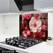Ne Verelim Size Cam Ocak Arkası Koruyucu | Pembe Beyaz Çiçek