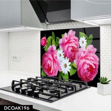 Ne Verelim Size Cam Ocak Arkası Koruyucu | Pembe Beyaz Çiçek